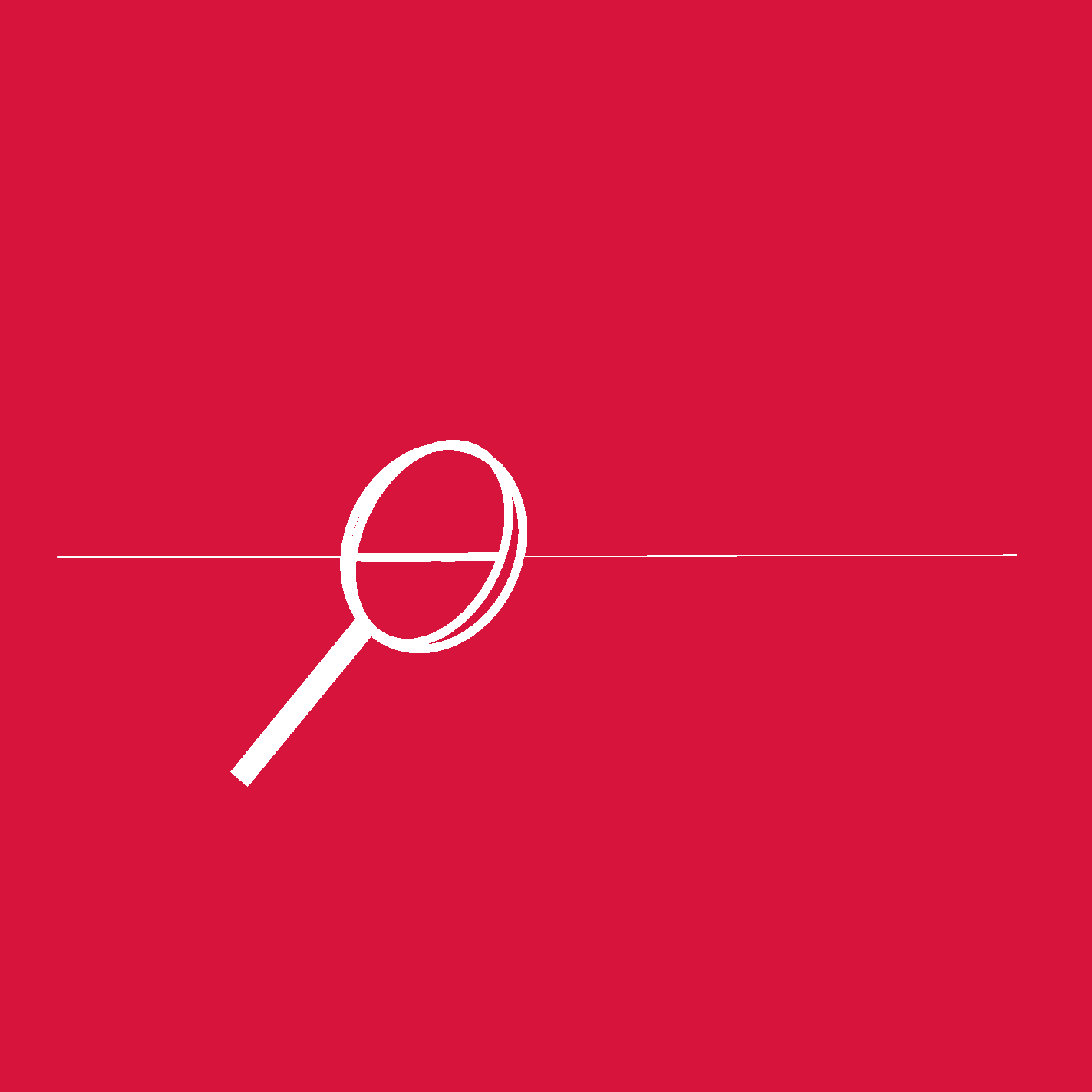 grafika przedstawiająca białą lupę na czerwonym tle